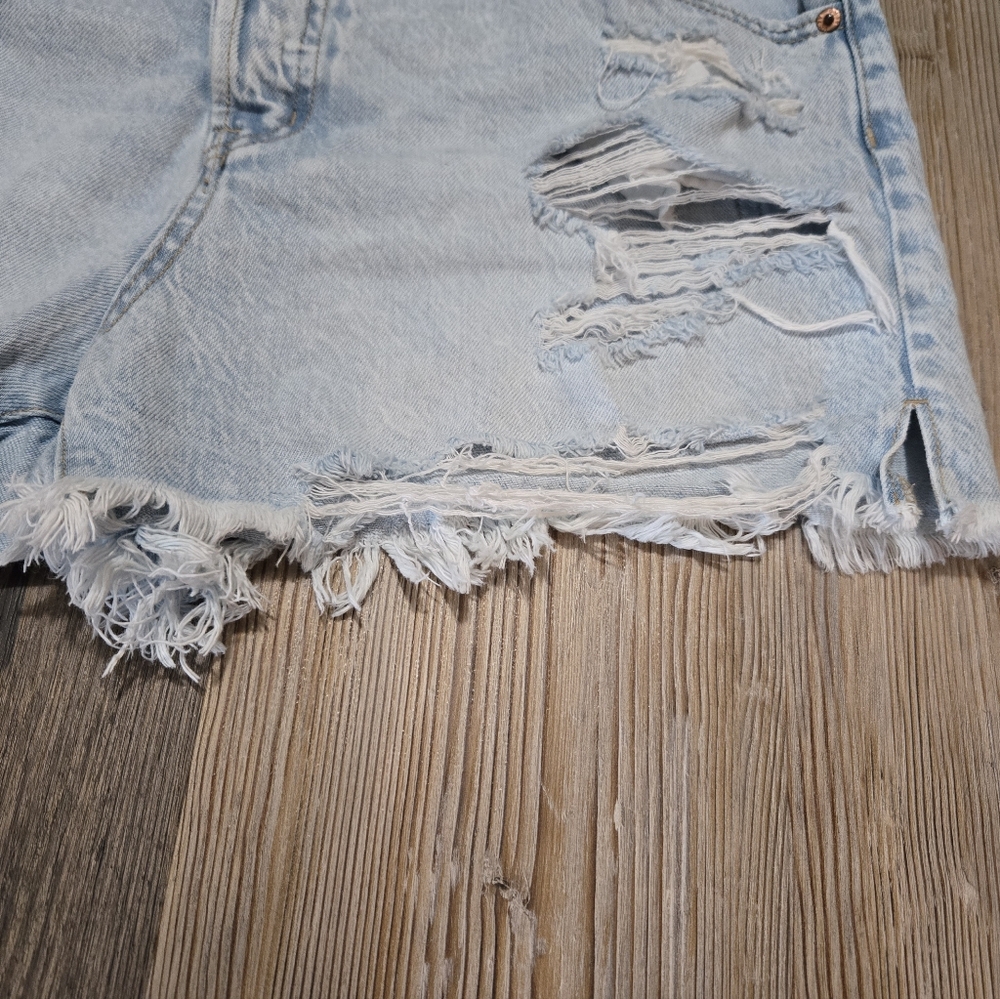 Aeropostale Blue Jean Shorts Distressed High-Waisted, Mom Short, Size 12 - Picture 7 of 16